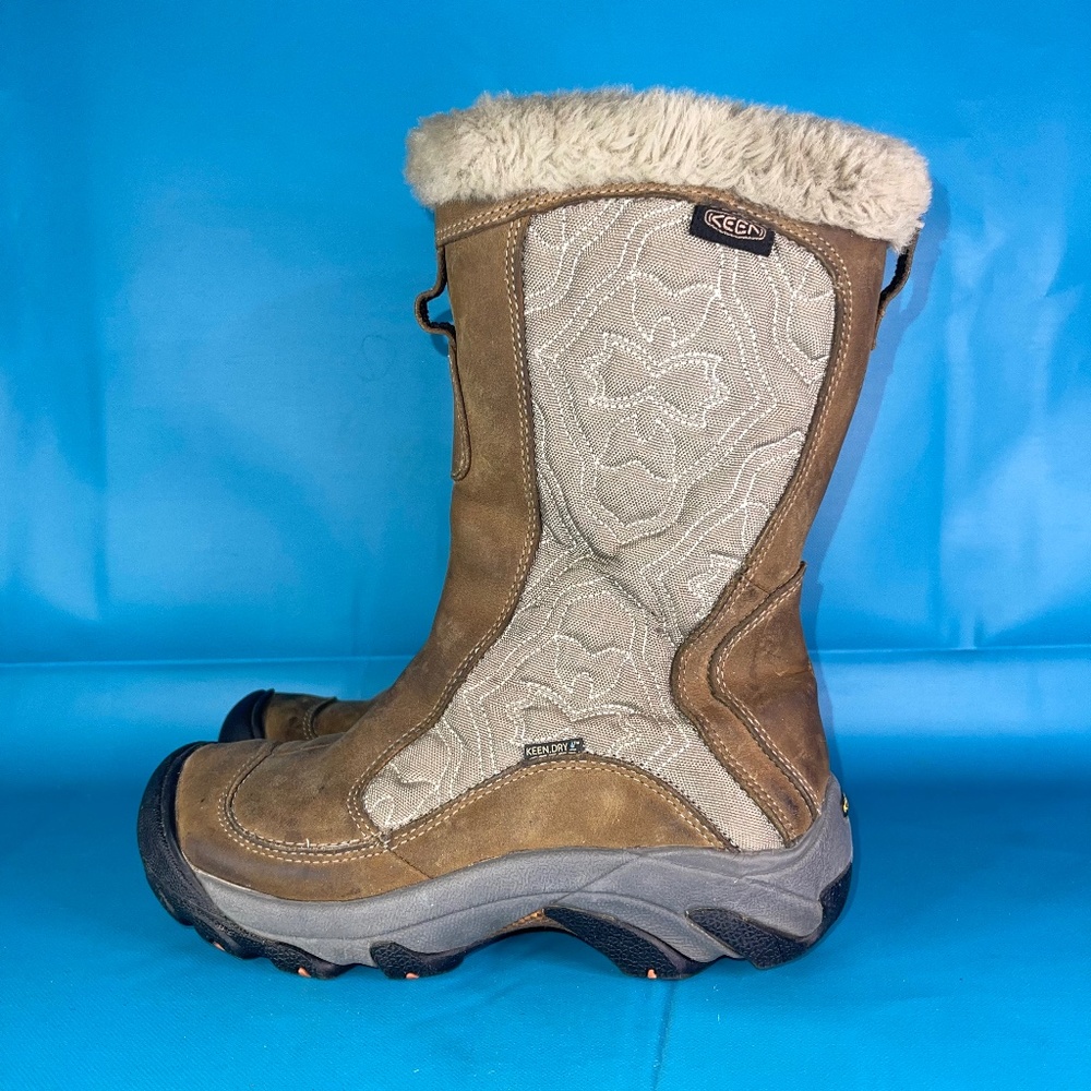 Keen Betty Boots II Waterproof Brown Leather Fabric Faux Fur Women's 6 1009584